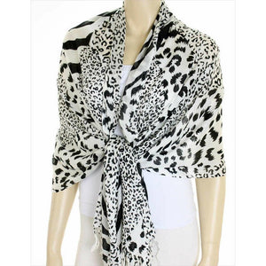 Pashmina Scarf - Black & White Animal Print