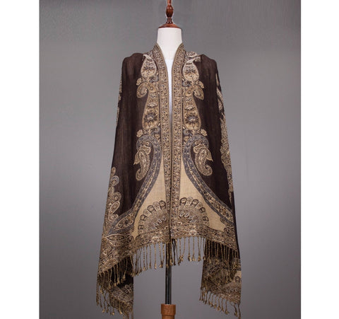 Pashmina Scarf - Brown Multi-Tone Paisley