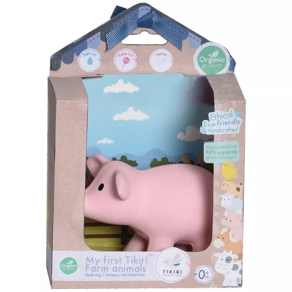Pig Organic Natural Rubber Rattle, Teether & Bath Toy