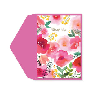 Pink Floral - Greeting Card - Thank You