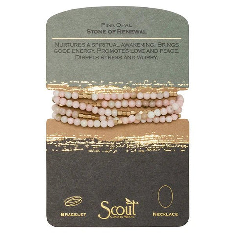 Pink Opal - Stone of Renewal - Wrap Bracelet / Necklace