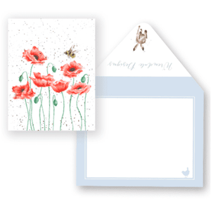 Poppies & Bees - Enclosure Greeting Card - Blank