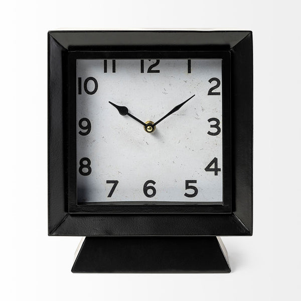 Ralph Black Metal Square Table Clock