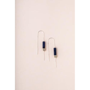 Rectangle Stone Thread Earring - Lapis
