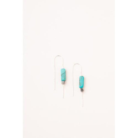 Rectangle Stone Thread Earring - Turquoise