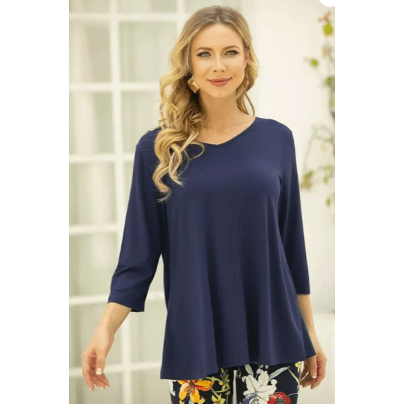 Reversible Bamboo Top With 3/4 Length Sleeve