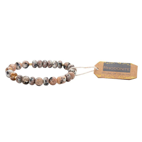 Rhodonite Stone Stack Bracelet - Stone of Healing