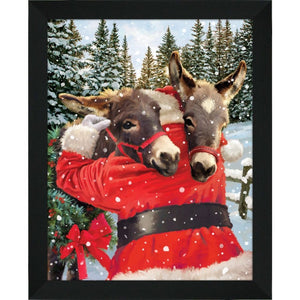 Santa With Donkeys - Framed Print