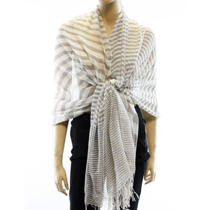 Scarf - Gauzy Beige Stripe