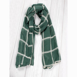 Scarf - Green Gingham Check