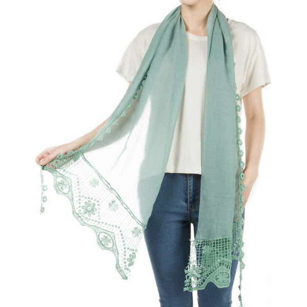 Scarf - Lightweight With Lace Border