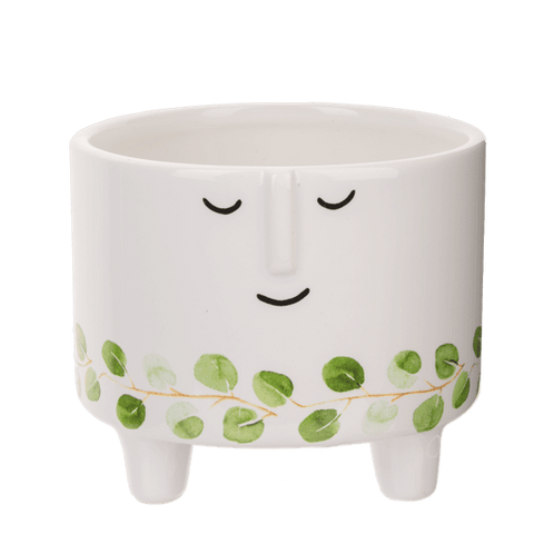 Short Face Planter With Leaf Pattern