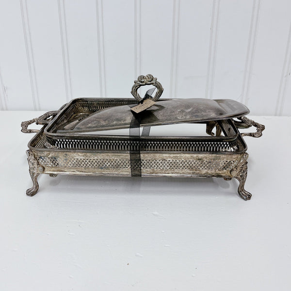 Silver Plate Buffet Dish Stands & Lid