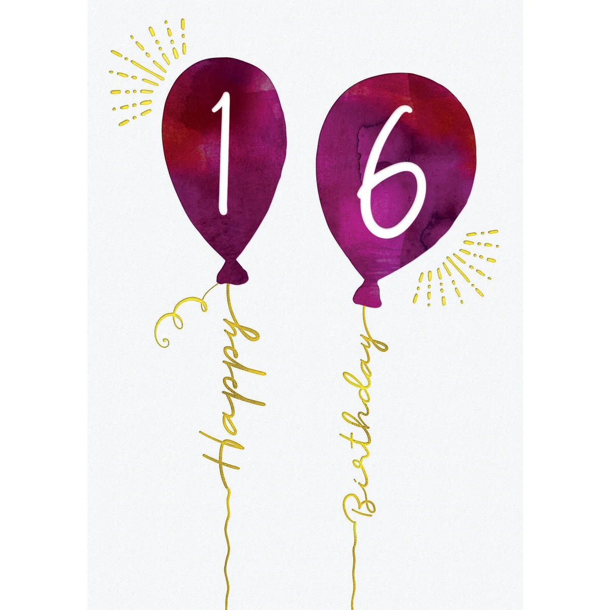 Sixteen Purple Balloons - Greeting Card - Birthday