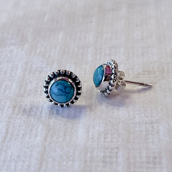 Small Turquoise & Sterling Silver Stud Earrings