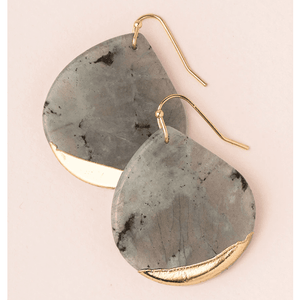 Stone Dipped Teardrop Earring - Labradorite & Gold