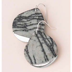 Stone Dipped Teardrop Earring - Picasso Jasper & Silver