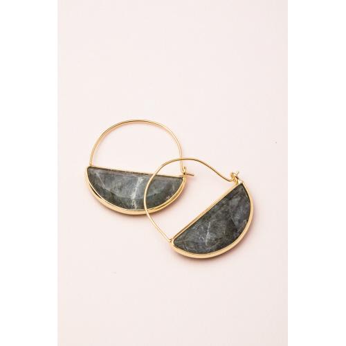 Stone Prism Hoop Earrings - Labradorite