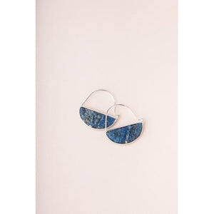 Stone Prism Hoop Earrings - Lapis