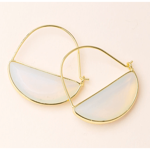 Stone Prism Hoop Earrings - Opalite & Gold