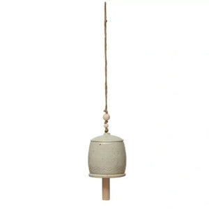 Stoneware Bell With Wood Beads