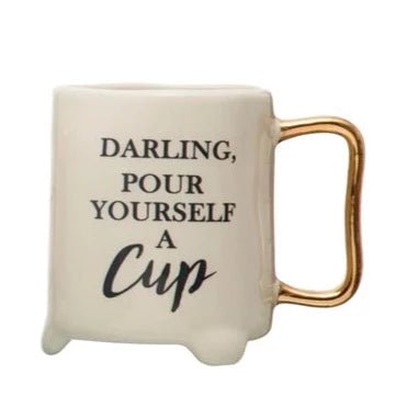 Stoneware Footed Mug With Saying