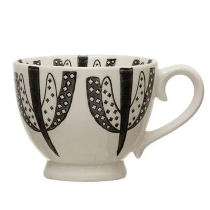 Stoneware Mug With Black & White Pattern
