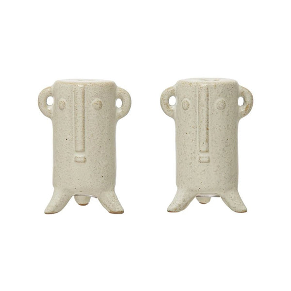 Stoneware Salt & Pepper Shakers With Face