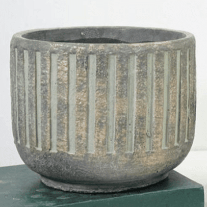 Striped Cement Plant Pot