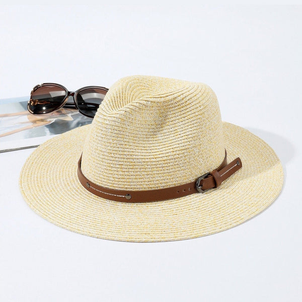 Summer Fedora With Leather Buckle Strap