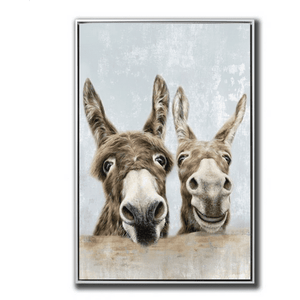 The Donkeys - Hand Embellished Canvas In Floating Frame