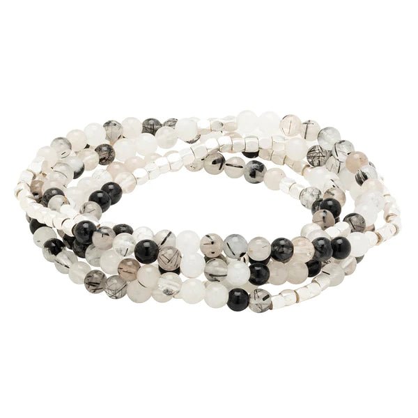Tourmalinated Quartz - Stone of Protection - Wrap Bracelet / Necklace