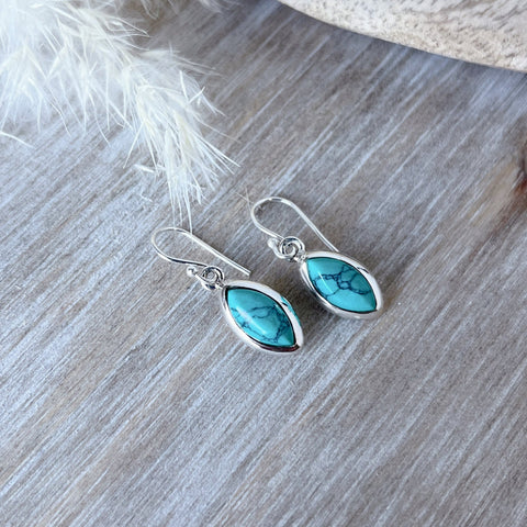 Turquoise Marquis Cut Silver Earrings