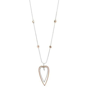 Two Tone Heart Long Necklace