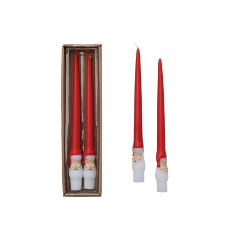 Unscented Santa Shaped Taper Candles - Set of 2