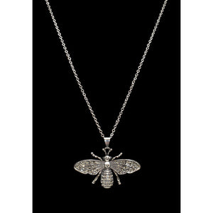 Vintage Bee Pendant With Rhinestones Necklace
