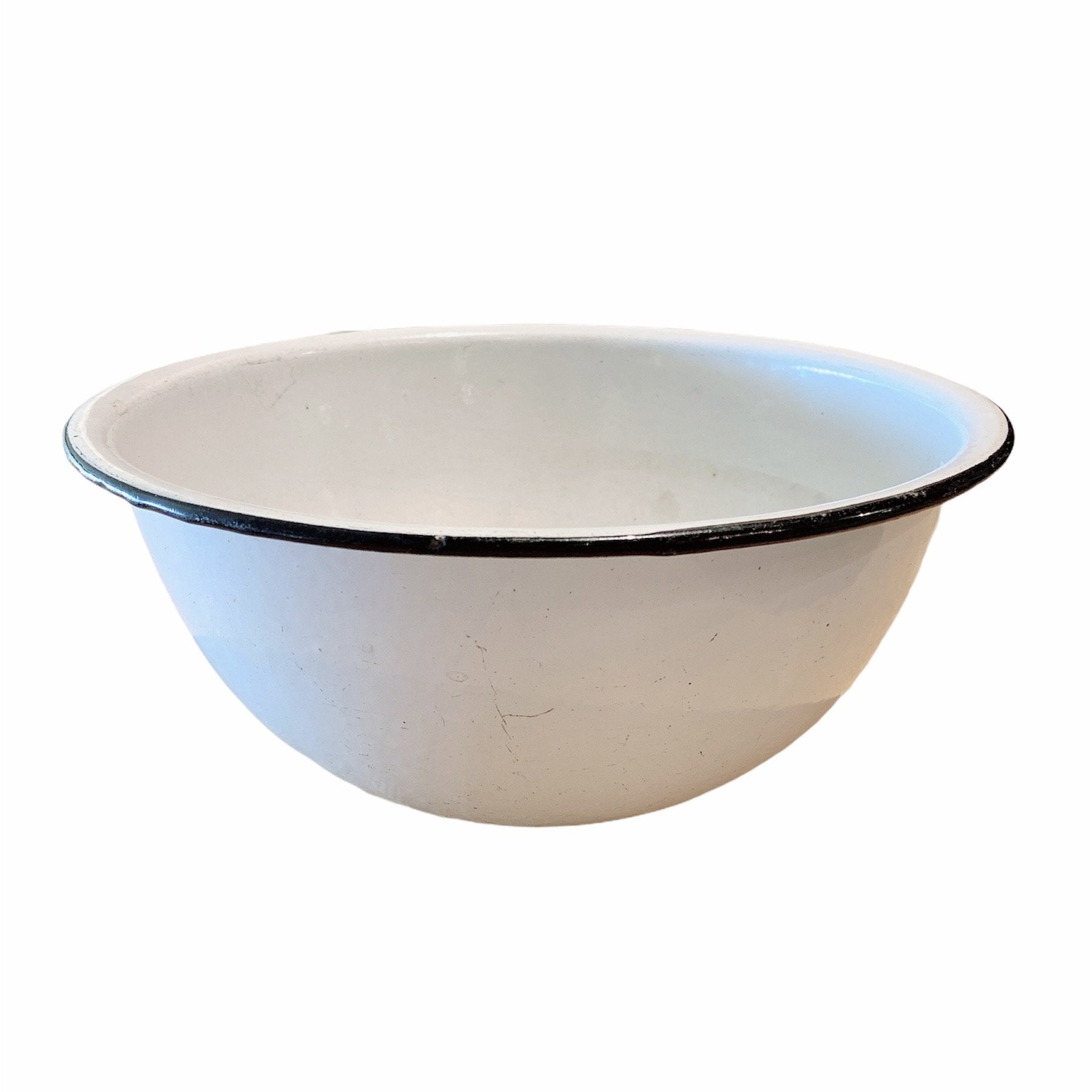Vintage Enamelware Bowl with Black Trim