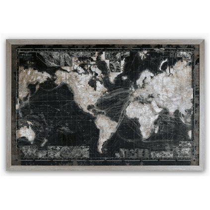 Vintage Map - Framed Print With LED Lights