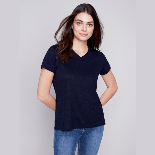 Viviann Linen V-Neck T-Shirt