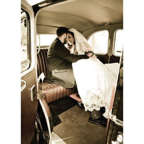 Wedding Couple In Backseat - Greeting Card - Wedding