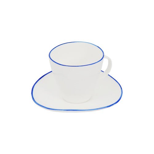 White & Blue Cup & Saucer - Classic