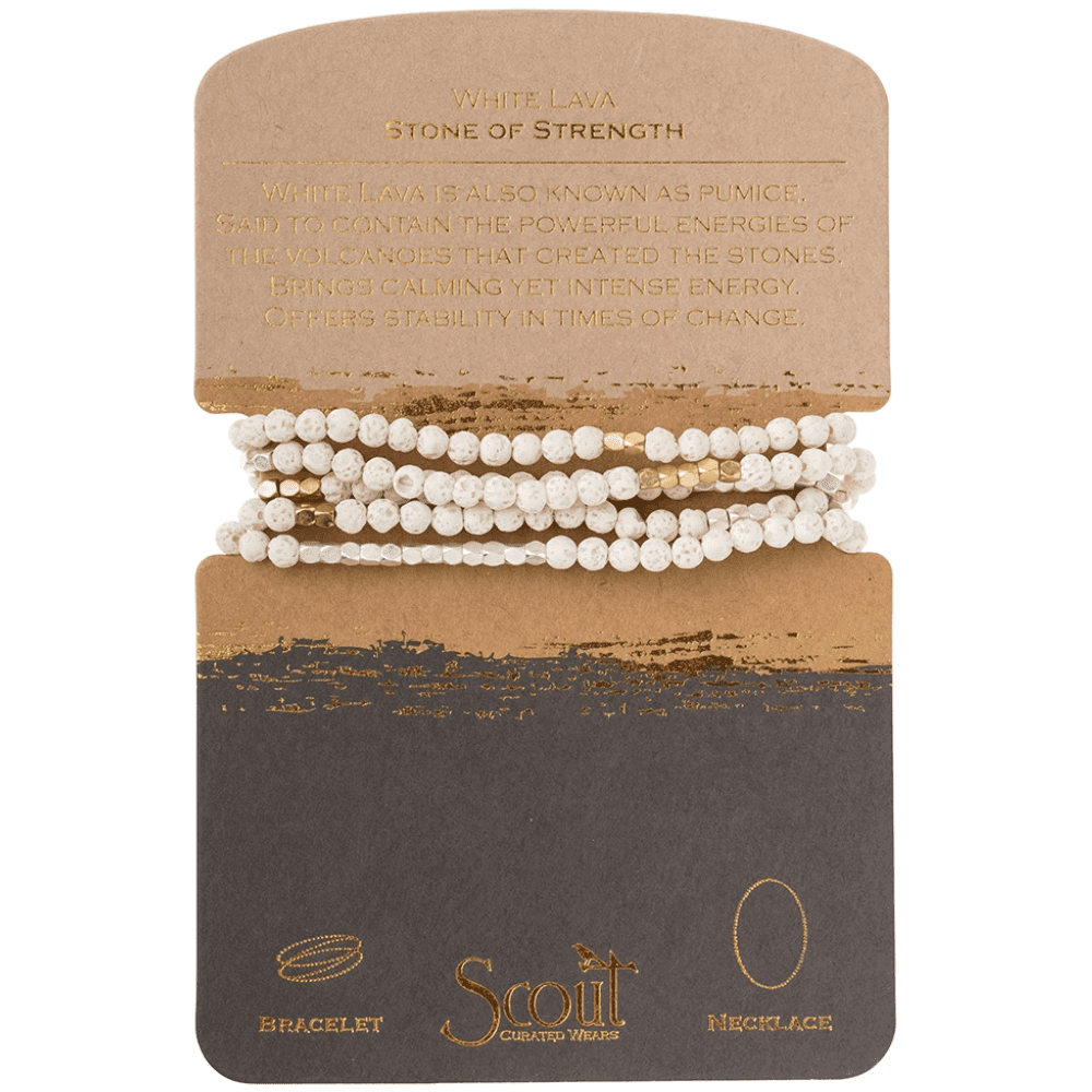 White Lava - Stone Of Strength - Wrap Bracelet / Necklace