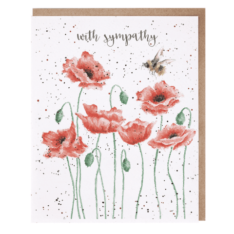 Poppies & Bee - Greeting Card - Sympathy