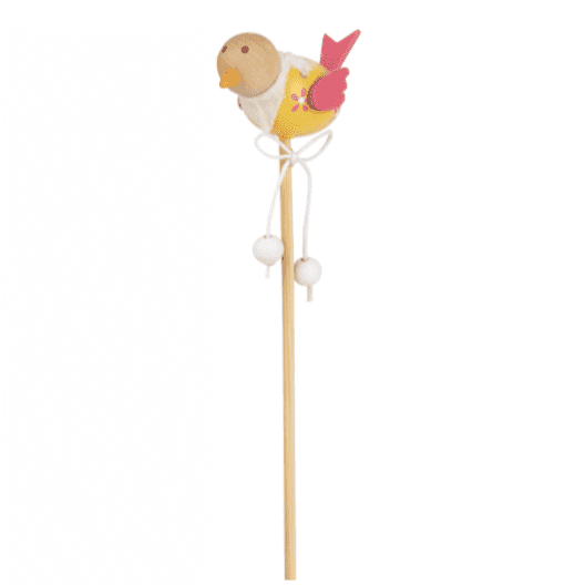 Wood Bird With Dangling Legs Plant Pick