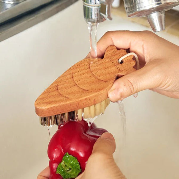 Wood Carrot Shaped Vegetable Scrubber
