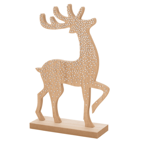 Wood Reindeer With Rhinestones Tabletop Decor