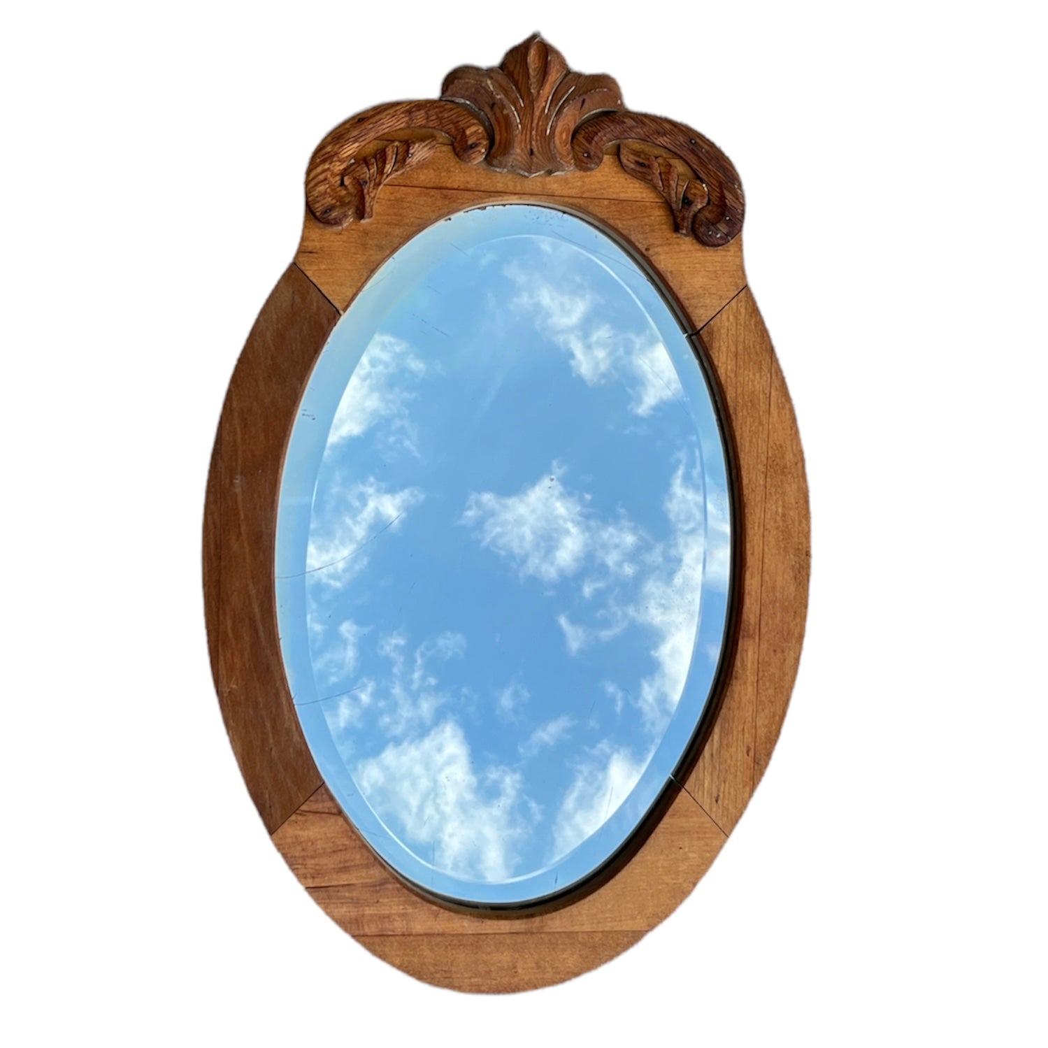 Wooden Oval Mirror