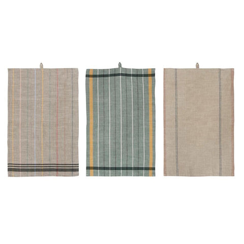 Woven Cotton Tea Towel With Stripes