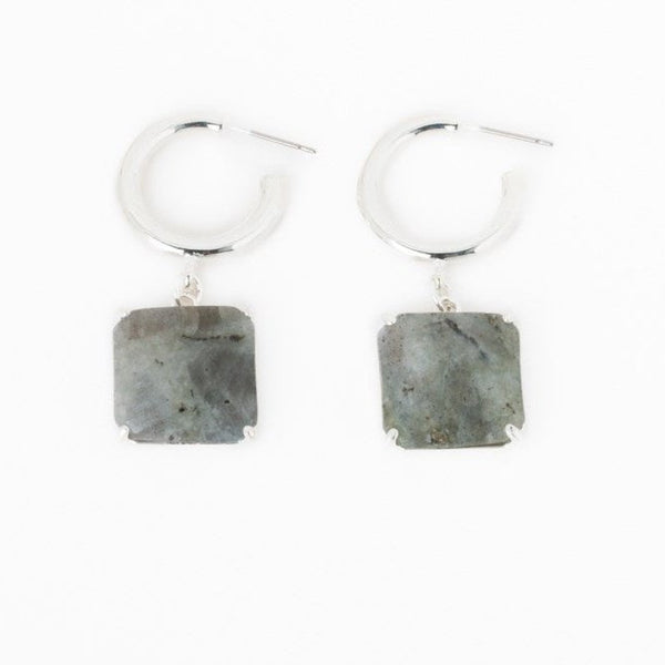 Yelina Earrings With Square Natural Stone